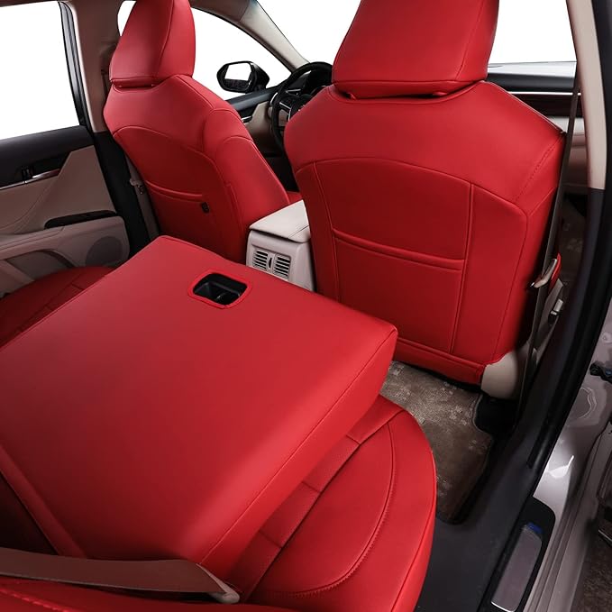 EKR Camry Seat Covers for Toyota Camry SE,LE 2025 2026 Waterproof Leather Car Seat Cover Full Set for Trucks SUV-Faux Leather (Red)