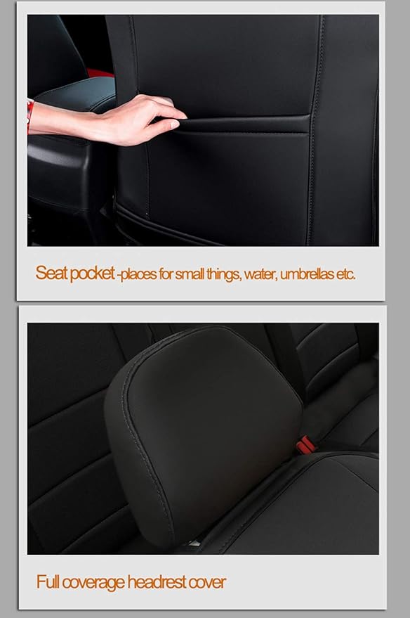 EKR Camry Car Seat Covers for Toyota Camry Hybrid LE,XLE 2012-2017 & Hybrid SE 2015-2017,Waterproof Leather Car Seat Cover Full Set for Trucks SUV-Faux Leather (Black/Gray)