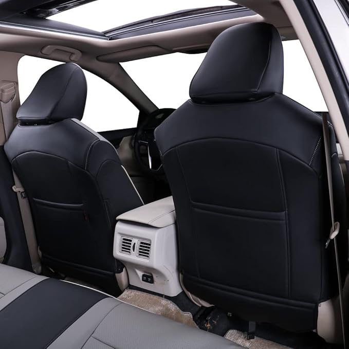 EKR Camry Car Seat Covers for Toyota Camry 2018 2019 2020 2021 2022 2023 2024 Hybrid XLE,Hybrid XSEWaterproof Leather Car Seat Cover Full Set for Trucks SUV-Faux Leather (Black/Gray)