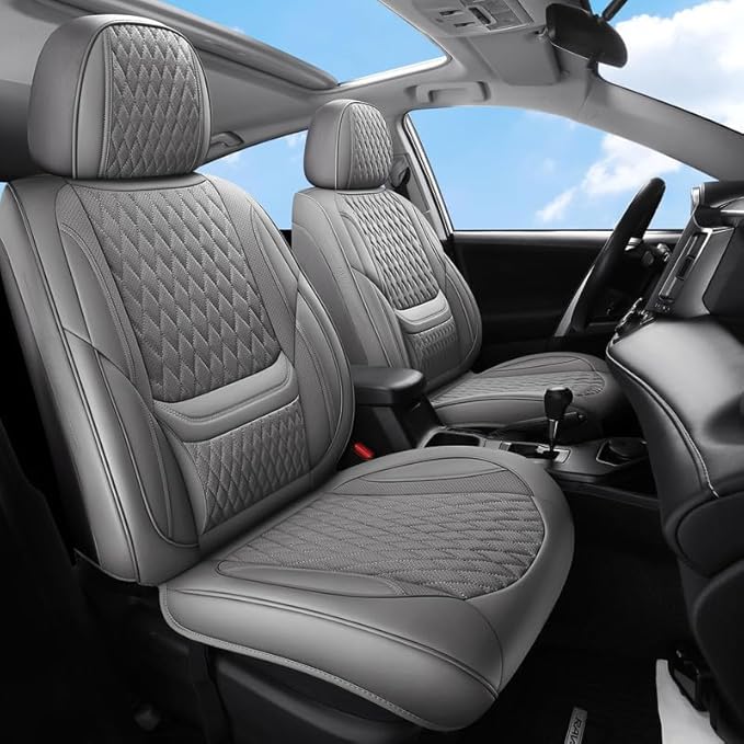 Car Seat Covers Full Set Custom Fit for Mercury Grand Marquis 1995-2011 - Premium Faux Leather with Lumbar Support | Breathable, Waterproof, Anti-Slip, Durable (Gray,Full Set)