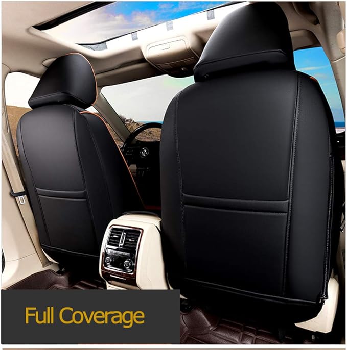 EKR Camry Seat Cover for Toyota Camry L LE XLE 2012 2013 2014 2015 2016 2017 (Not for Hybrid) Leather Car Seat Cover Full Set for Trucks SUV-Faux Leather (Black/Gray)