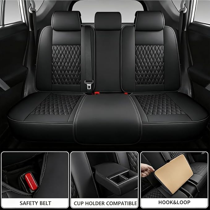 Car Seat Covers Full Set Custom Fit for Mercury Milan 2006-2011 - Premium Faux Leather with Lumbar Support | Breathable, Waterproof, Anti-Slip, Durable (Black,Full Set)