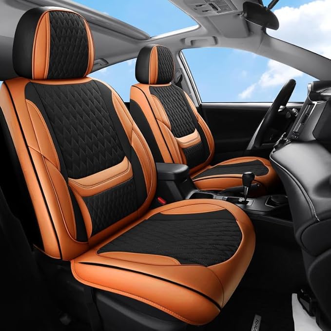 Car Seat Covers Full Set Custom Fit for Buick Verano 2012-2017 - Premium Faux Leather with Lumbar Support | Breathable, Waterproof, Anti-Slip, Durable (Black&Brown,Full Set)
