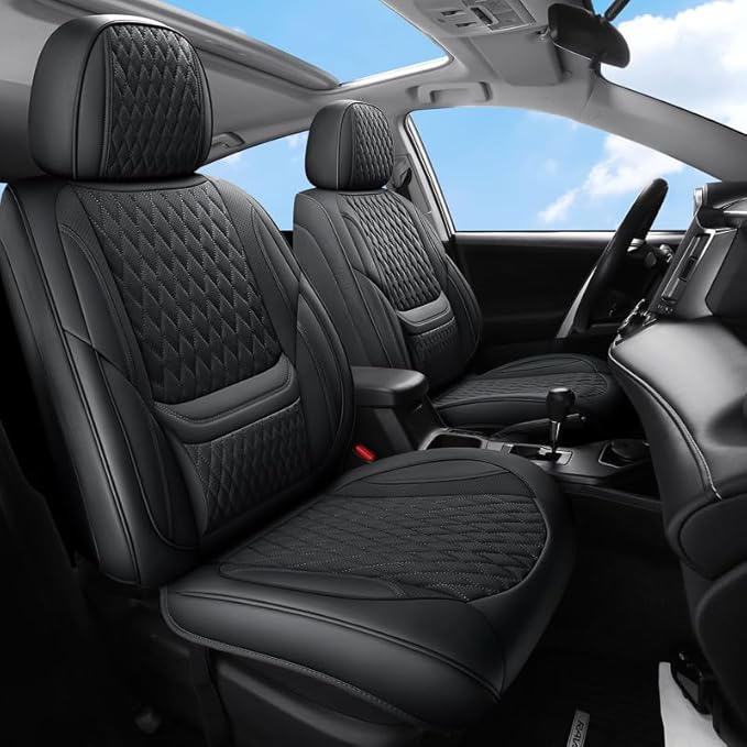 Front Seat Car Seat Covers Custom Fit for Chevrolet/Chevy Trax 2015-2026 - Premium Faux Leather with Lumbar Support | Breathable, Waterproof, Anti-Slip, Durable (Black,Front Seat)