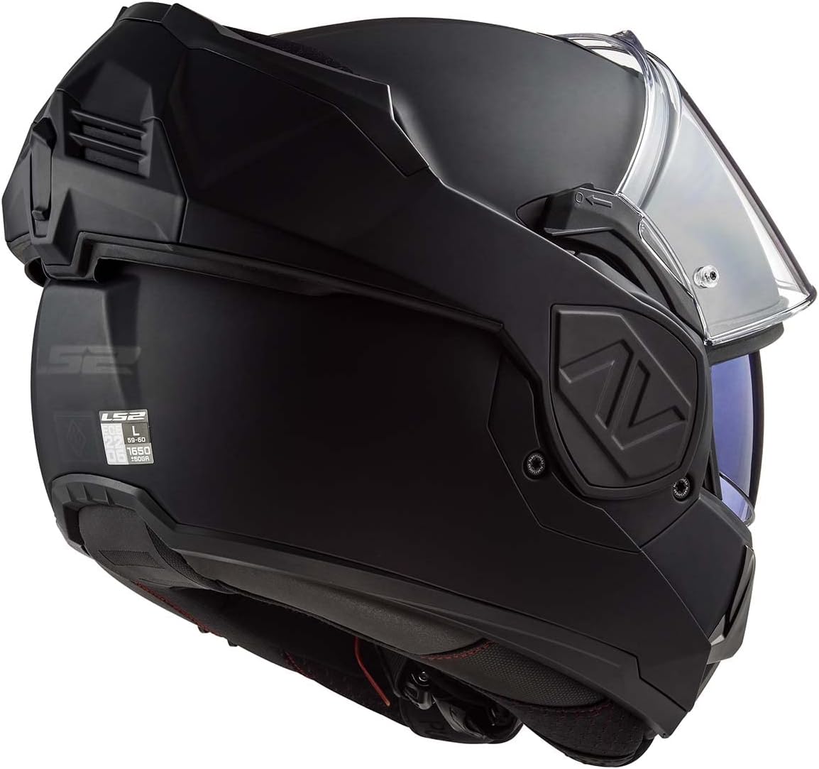 LS2 Helmets Advant Modular Helmet with Integrated Cardo 4X Bluetooth (Noir Matte Black - Medium)