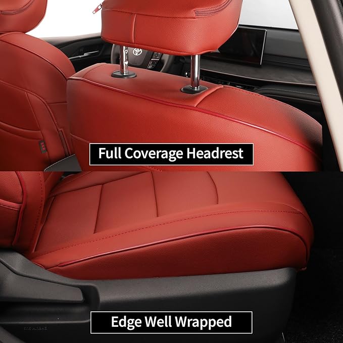 EKR Camry Seat Covers for Toyota Camry XSE,XLE 2025 2026 Waterproof Leather Car Seat Cover Full Set for Trucks SUV-Faux Leather (Burgundy)