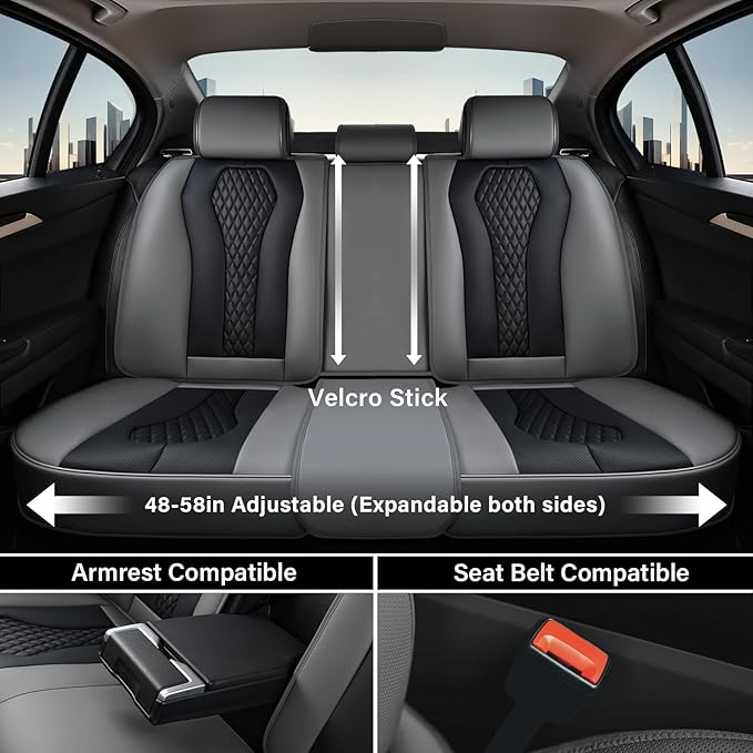 Coverado Car Seat Covers Full Set, Black Seat Covers, Automotive Car Seat Cover, Car Seat Cushion, Car Seat Covers Front Seats Back Seat Covers, Car Seat Protector Universal Fit Most Cars
