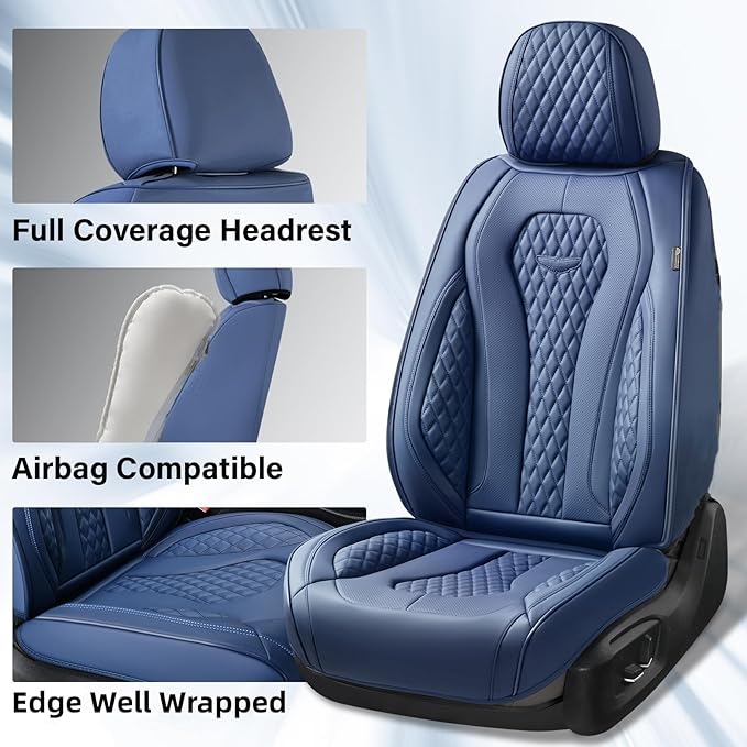Coverado Seat Covers, Car Seat Covers Front Seats, Blue Car Seat Cover, Waterproof Car Seat Covers, Car Seat Cushion, Front Car Seat Covers Leatherette Car Seat Protector Universal Fit Most Cars