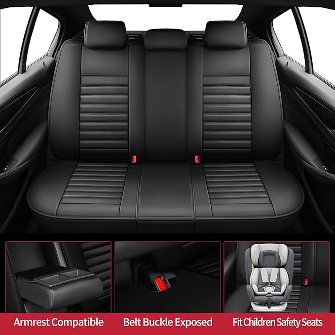 Fit Legacy Car Seat Covers(Only for 5 Seats Version)for Select Ford Legacy 2008-2024 2025 2026 - Full Coverage Leather,Airbag Compatible,Waterproof & All Weather Seat Cushion Protector(Black)