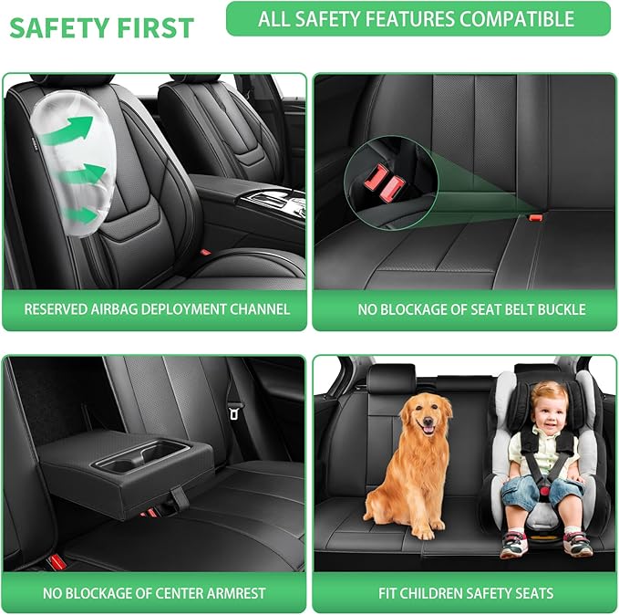 Fit Passport Car Seat Covers for Honda Passport 2019-2025 2026 -Upgraded Premium Waterproof & Breathable Leather, Airbag Compatible, All-Weather Seat Cushion Protector,2 Front/Black