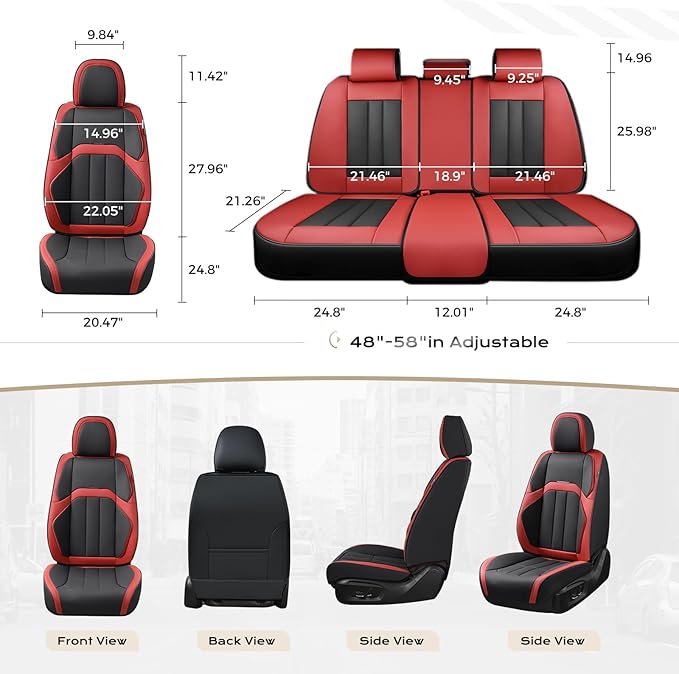 Coverado Car Seat Covers Front Set, Luxury Nappa Leather Seat Covers Universal Fit Waterproof Non-Slip Breathable Automotive Seat Protectors for Cars, SUVs, Trucks