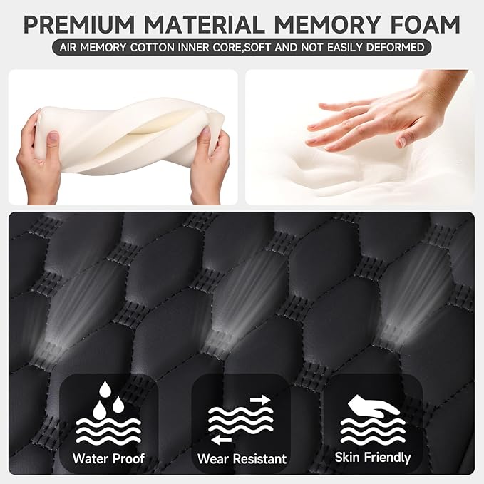 Center Console Cover, Arm Rest Cover, Memory Foam Microfiber Leather Car Armrest Cover Cushion with 2 Storage Bags, Universal Center Console Covers for Cars/Truck/Auto/SUV (Black)