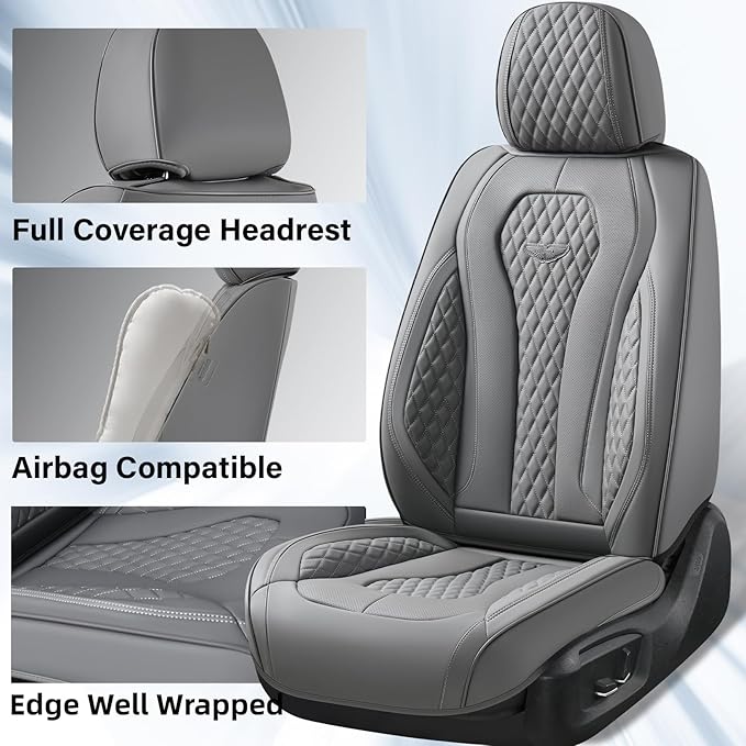 Coverado Seat Covers, Car Seat Covers Front Seats, Gray Car Seat Cover, Waterproof Car Seat Covers, Car Seat Cushion, Front Car Seat Covers Leatherette Car Seat Protector Universal Fit Most Cars
