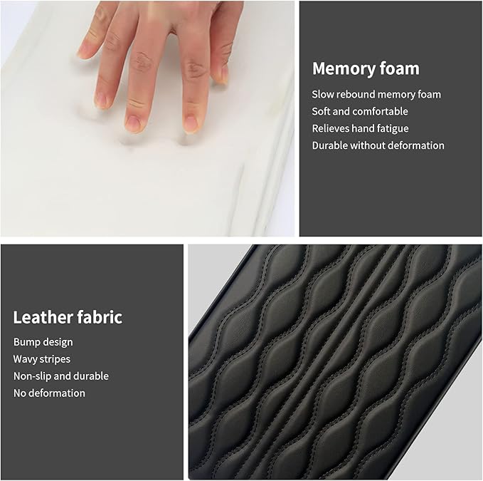 Car Center Console Heighten Cover, Leather Memory Foam Car Armrest Booster Pads, Leather Car Armrest Cover Protector, Suitable for Most Vehicles, SUVs, Trucks, Cars (Black)