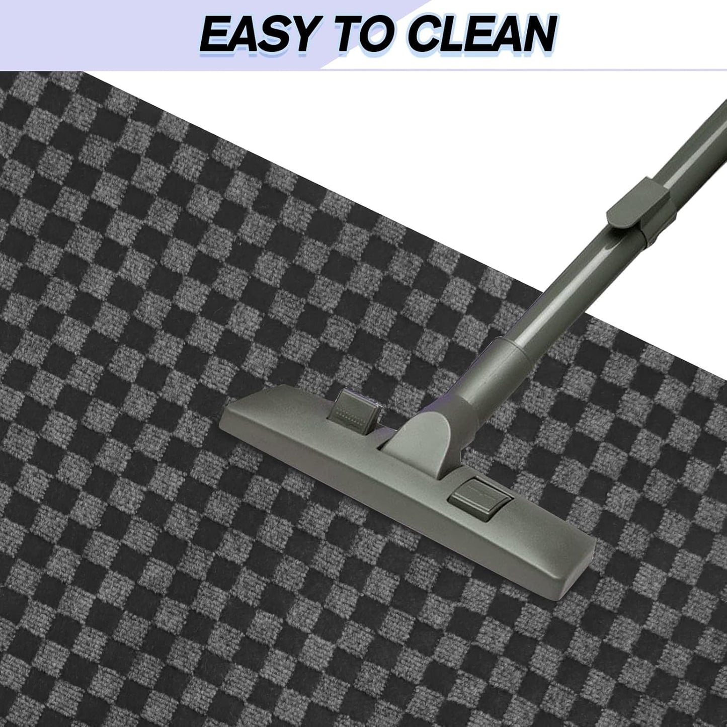 Custom Size Backed Non-Slip Area Rugs Runner, Easy Clean, Waterproof Runner Rugs for Hallway Entryway, Kitchen, Laundry, 4FT x 32FT, Gray Checkered