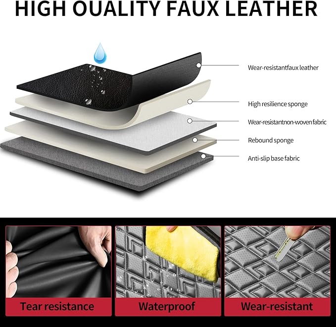 Fit Accord Car Seat Covers for Honda Accord 2003-2024 2025 2026 - Upgraded Premium Waterproof & Breathable Leather, Airbag Compatible, All-Weather Seat Cushion Protector (Full Set, Black)