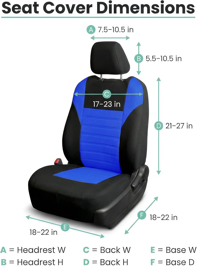 FH Group Automotive Car Seat Covers Front Set Premium 3D Air Mesh Front Seat Covers, Airbag Compatible Universal Fit Interior Accessories for Cars Trucks and SUVs - Blue