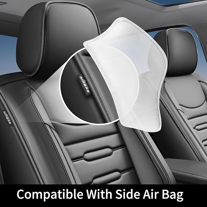 Fit Insight Car Seat Covers for Honda Insight 2010-2021 2022-Upgraded Premium Waterproof & Breathable Leather, Airbag Compatible, All-Weather Seat Cushion Protector (Full Set, Black)