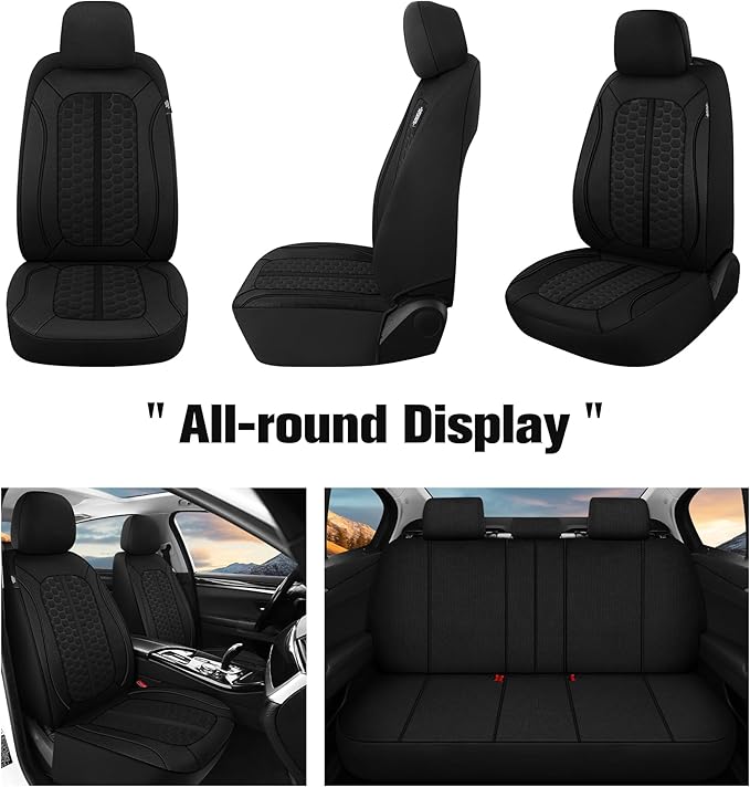 Breathable Premium Car Seat Covers Front Set，3D Air-Mesh Seat Covers for Cars，Comfortable Safety Airbag Compatible，Universal for Most Cars Sedan Truck SUV(Black)