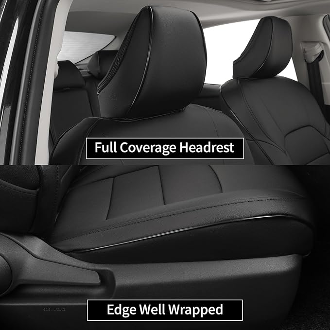 EKR Camry Car Seat Covers for Toyota Camry 2018 2019 2020 2021 2022 2023 2024 Hybrid XLE,Hybrid XSEWaterproof Leather Car Seat Cover Full Set for Trucks SUV-Faux Leather (Black)