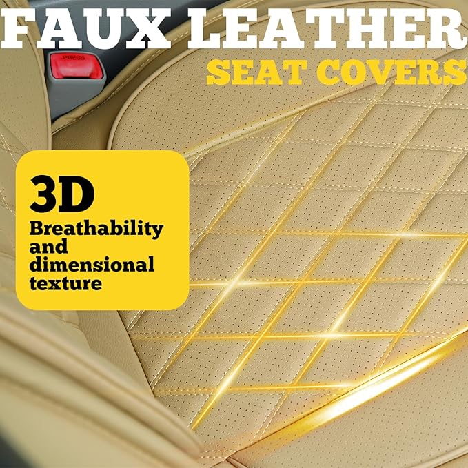 LINGVIDO Car Seat Covers Full Set (5 Seats) - Premium Perforated Nappa Leather, Waterproof Shield, Omni-Adapt Fit SUVs Sedans, Ultimate Family & Pet Protection