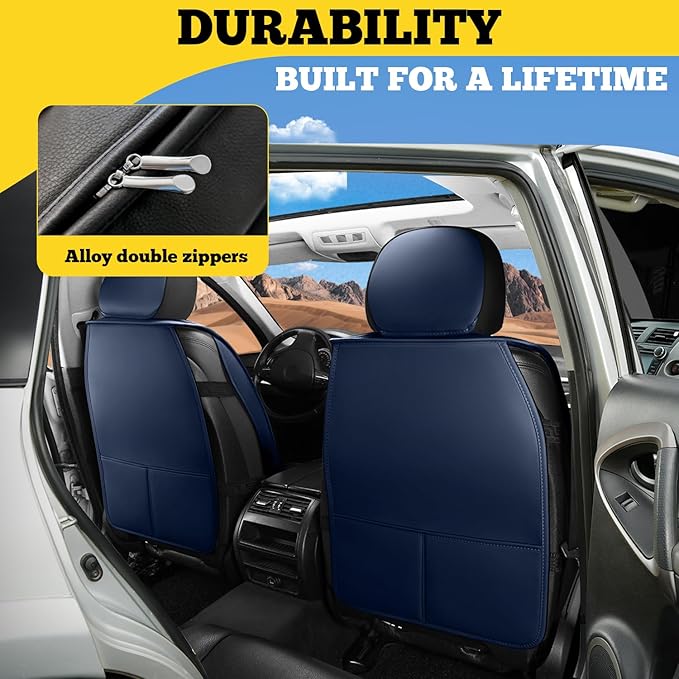 LINGVIDO Car Seat Covers Full Set (5 Seats) - Premium Perforated Nappa Leather, Waterproof Shield, Omni-Adapt Fit SUVs Sedans, Ultimate Family & Pet Protection