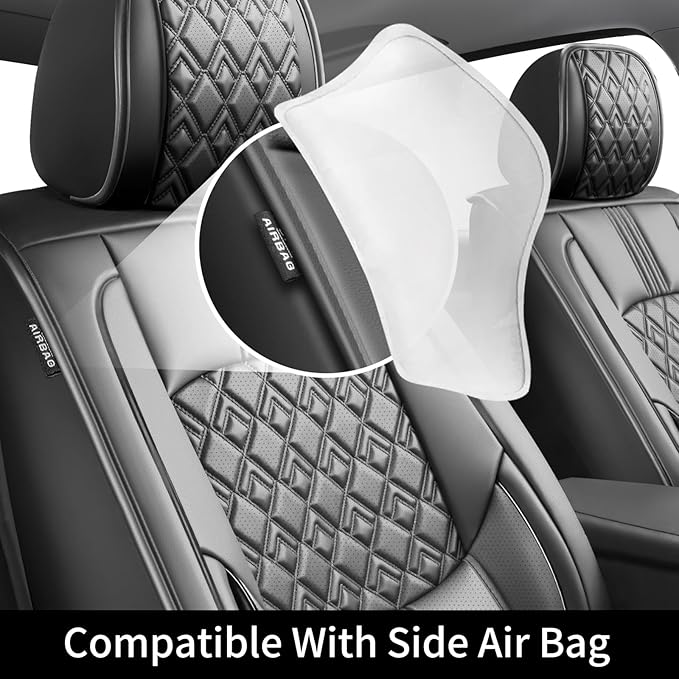Fit Ridgeline Car Seat Covers for Honda Ridgeline 2007-2025 2026 - Upgraded Premium Waterproof & Breathable Leather, Airbag Compatible, All-Weather Seat Cushion Protector (Full Set, Black)
