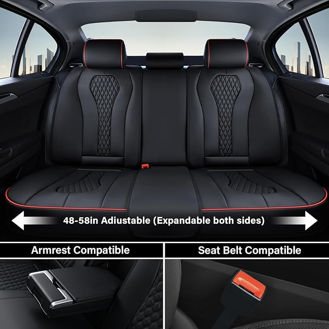 Coverado Automotive Seat Covers 5 Seats, Leather Seat Covers Fullset, Black Car Seat Covers, Luxury Car Seat Covers, Seat Cushion, Driver Seat Covers, Car Seat Protector Universal Fit Most Cars