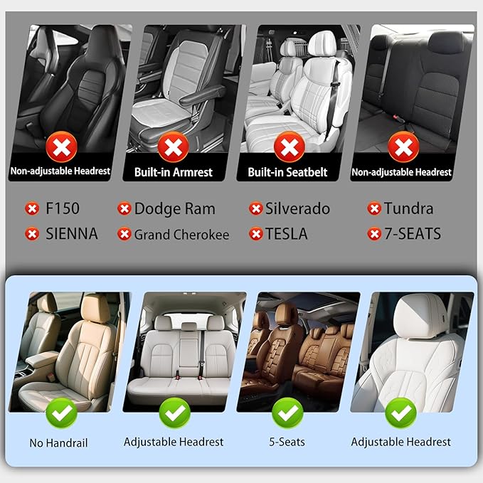 Car Seat Covers Full Set,Universal Fit for Cars,SUVs,Trucks,and Sedans with 5 Seats,Faux Leather Car Seat Cushion Compatible with Airbags,Waterproof Car Seat Protector,Grey