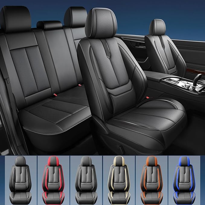 Fit Accord Car Seat Covers for Honda Accord 2003-2024 2025 2026 -Upgraded Premium Waterproof & Breathable Leather,Airbag Compatible,All-Weather Seat Cushion Protector,Full Set,Black