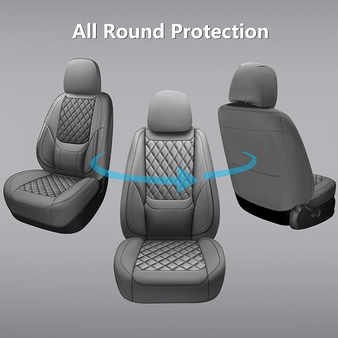 Car Seat Covers Front Pair,Universal Fit for Cars,SUVs,Trucks,and Sedans,Faux Leather Car Seat Cushion Compatible with Airbags,Waterproof Car Seat Protector,Grey
