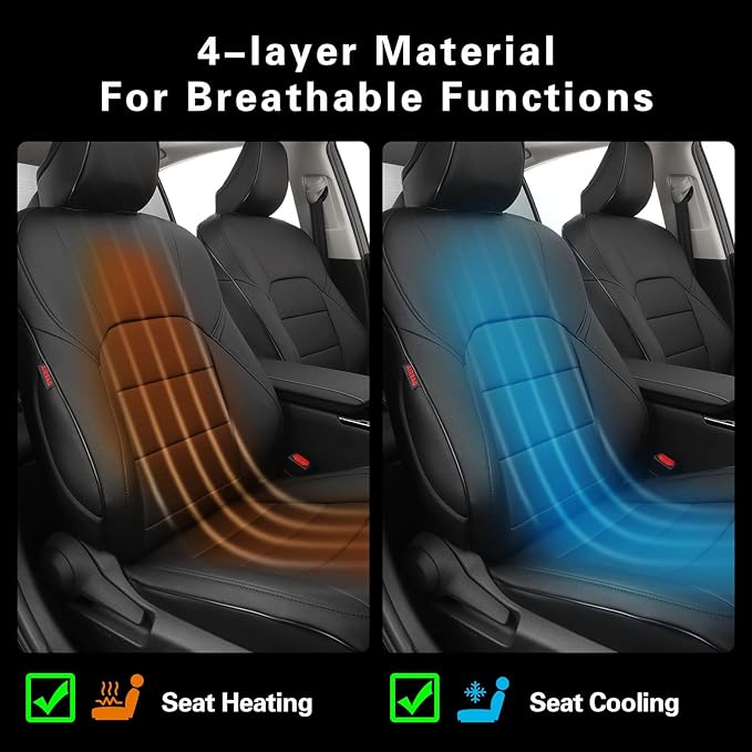 EKR Camry Seat Covers for Toyota Camry TRD 2020 2021 2022 2023 2024,Waterproof Truck Seat Cushion Protectors,Leather Car Seat Cover Full Set -Faux Leather (Black)