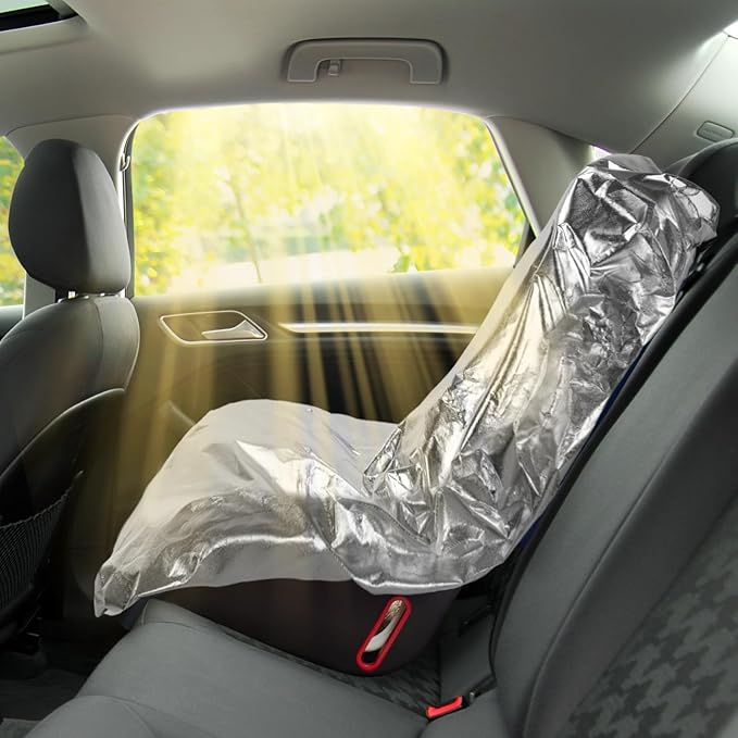 BBTO 2 Pcs Car Seat Sun Shade Covers Baby Car Seat Coolers Protector Reflective Carseat Sunshade Infant Shield Heat UV Sunlight Keep Baby Toddler Child Cool Travel Safety(Classic,Silver)
