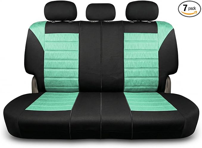 FH Group Automotive Car Seat Covers Rear Set Premium 3D Air Mesh Seat Covers, Airbag Compatible and Split Bench Cover Universal Fit Interior Accessories for Cars Trucks and SUVs - Mint