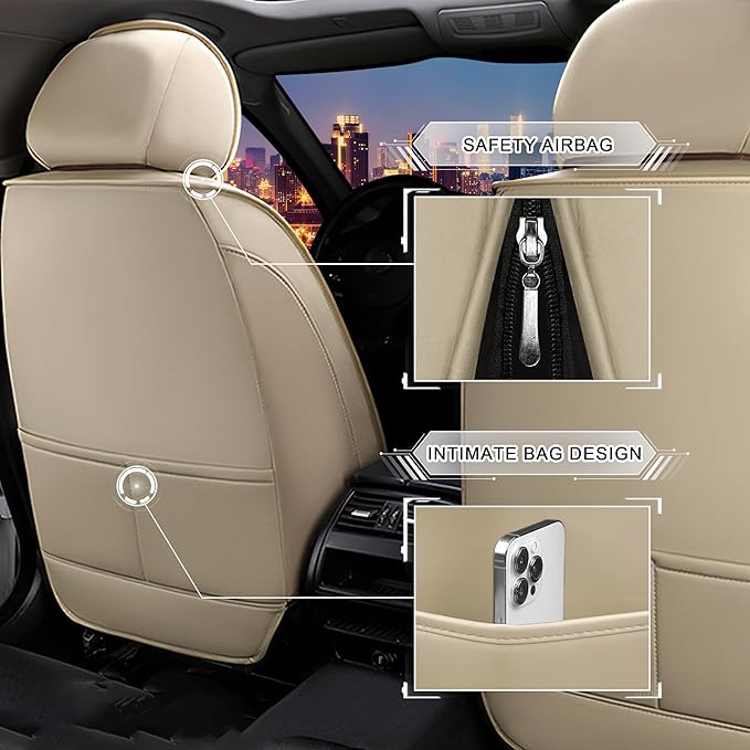 CTDS Car Seat Covers for Honda Accord 2000-2026, Stylish Sport Seat Cover, Premium Nappa Leather Car Seat Cover. Automobile Seat Covers Sets.(Luxury 5 Seats/Beige)