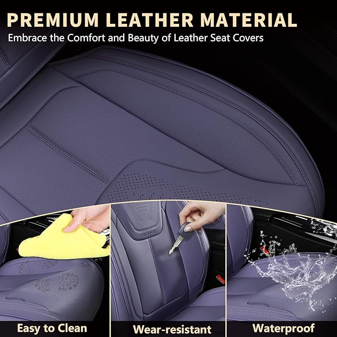 FLORICH Car Seat Covers, Premium Leatherette Car Seat Covers Front Seats, Automotive Vehicle Seat Cushions, Waterproof Seat Protectors for Sedans Cars SUV Trucks, Purple