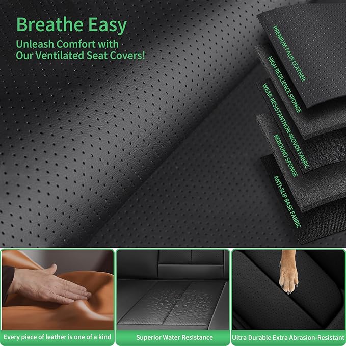 Fit Insight Car Seat Covers for Honda Insight 2010-2021 2022-Upgraded Premium Waterproof & Breathable Leather, Airbag Compatible, All-Weather Seat Cushion Protector,2 Front/Black