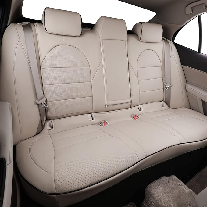 EKR Camry Seat Covers for Toyota Camry TRD 2020 2021 2022 2023 2024,Waterproof Truck Seat Cushion Protectors,Leather Car Seat Cover Full Set -Faux Leather (Beige)