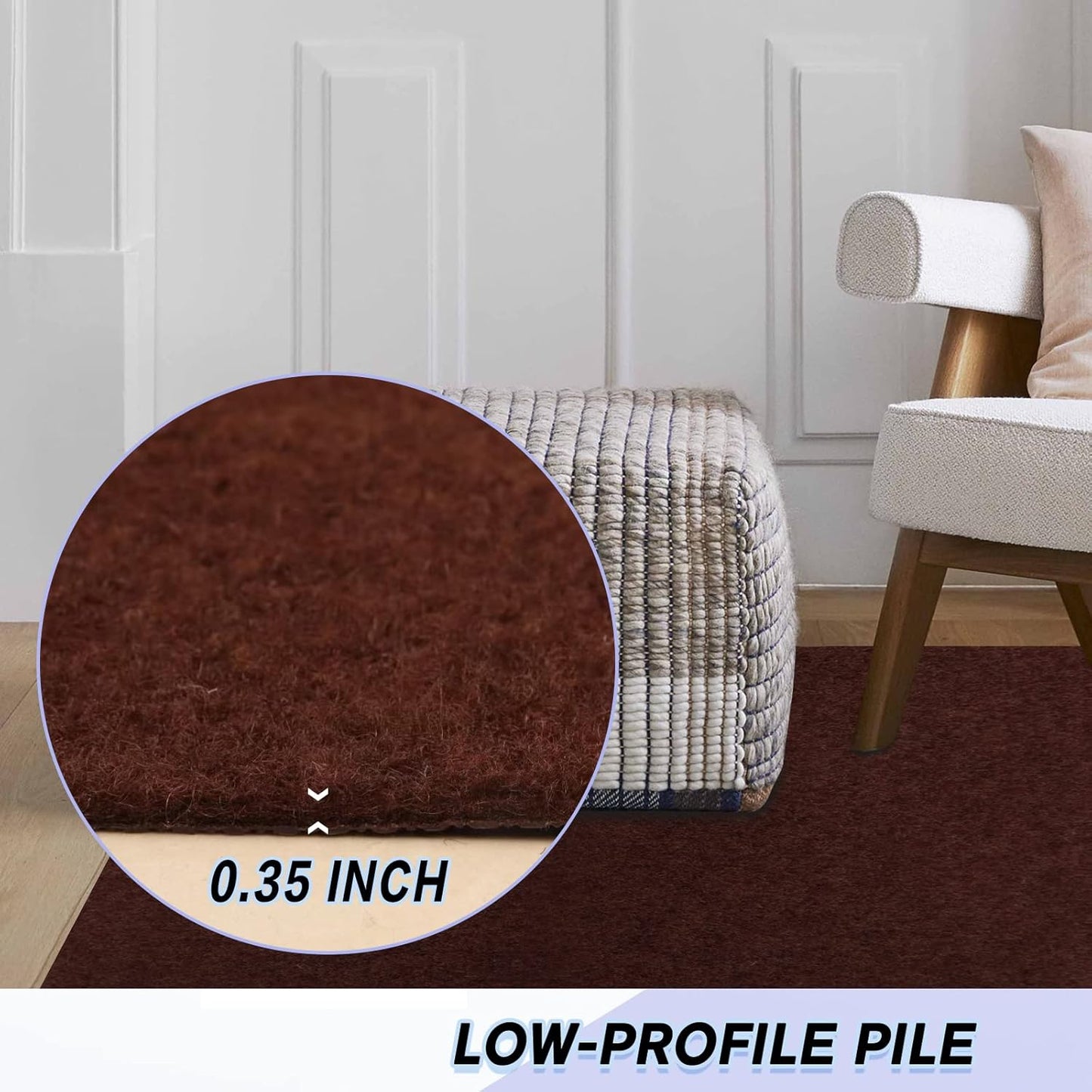 Custom Size Backed Non-Slip Area Rugs Runner, Easy Clean, Waterproof Runner Rugs for Hallway Entryway, Kitchen, Laundry, 4FT x 28FT, Brown