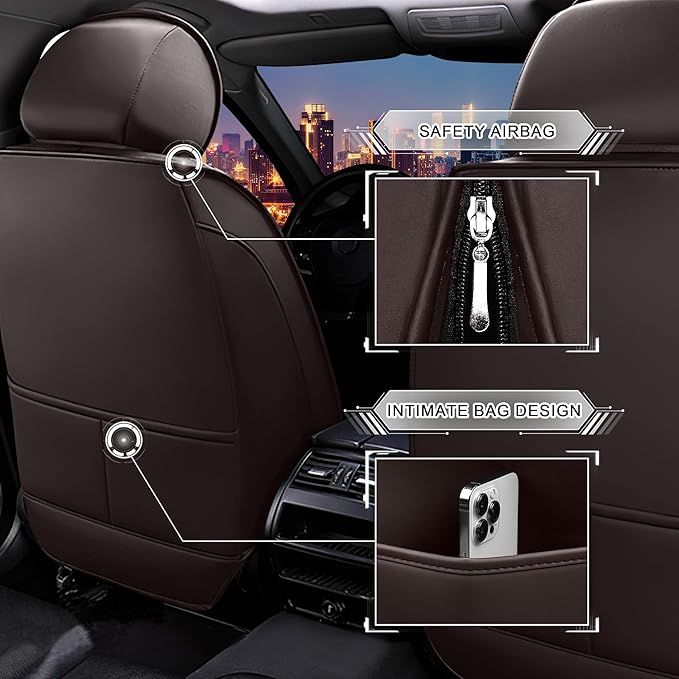 CTDS Car Seat Covers for Honda Accord 2000-2026, Stylish Sport Seat Cover, Premium Nappa Leather Car Seat Cover. Automobile Seat Covers Sets.(Luxury 2 Seats/Coffee Color)