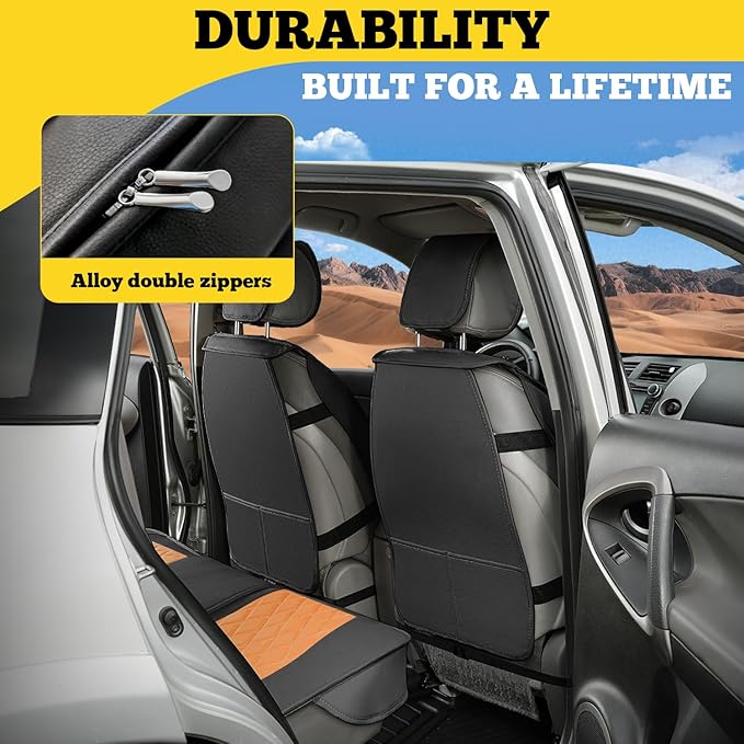 LINGVIDO Car Seat Covers for Front Seats (2 Seats) - Premium Perforated Nappa Leather,Waterproof Shield, Omni-Adapt Fit for SUVs Sedans, Ideal for Rideshare & Pets