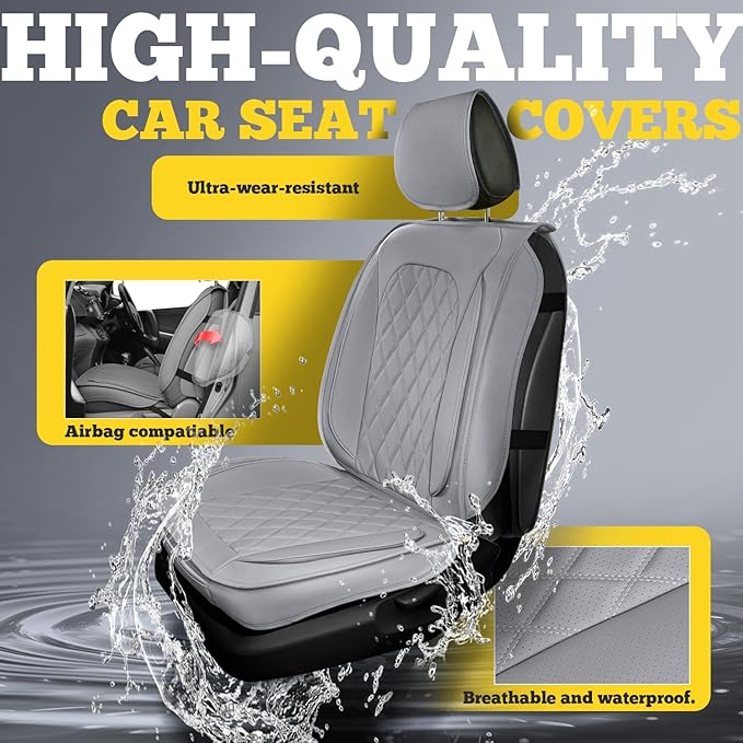 LINGVIDO Car Seat Covers Full Set (5 Seats) - Premium Perforated Nappa Leather, Waterproof Shield, Omni-Adapt Fit SUVs Sedans, Ultimate Family & Pet Protection
