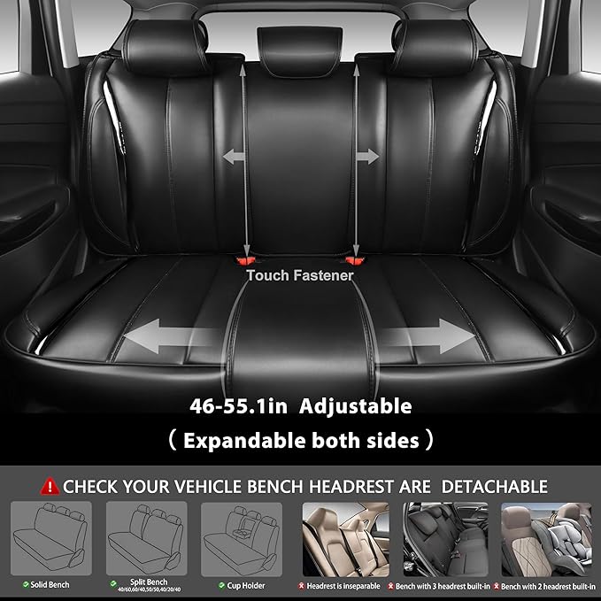 CAR PASS Ultra+ Nappa Patent Leather Car Seat Covers Full Set Universal Cushioned,Soft Breathable Waterproof Anti-Slip Driver Seats Backrest for SUV Pick-up Truck Sedan,5 Seats Aether Lustre All Black