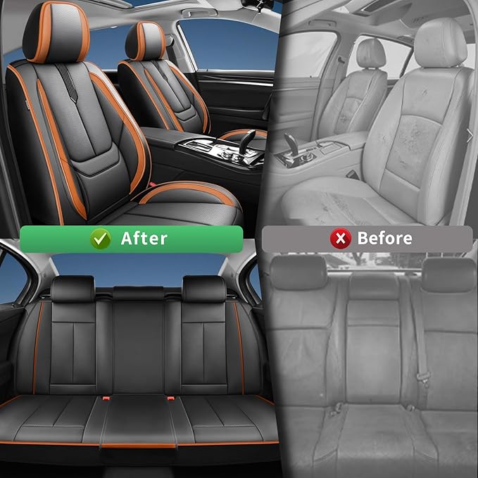 Fit Prologue Car Seat Covers for Honda Prologue 2024 2025 2026-Upgraded Premium Waterproof & Breathable Leather,Airbag Compatible,All-Weather Seat Cushion Protector,2 Front/Black-Brown