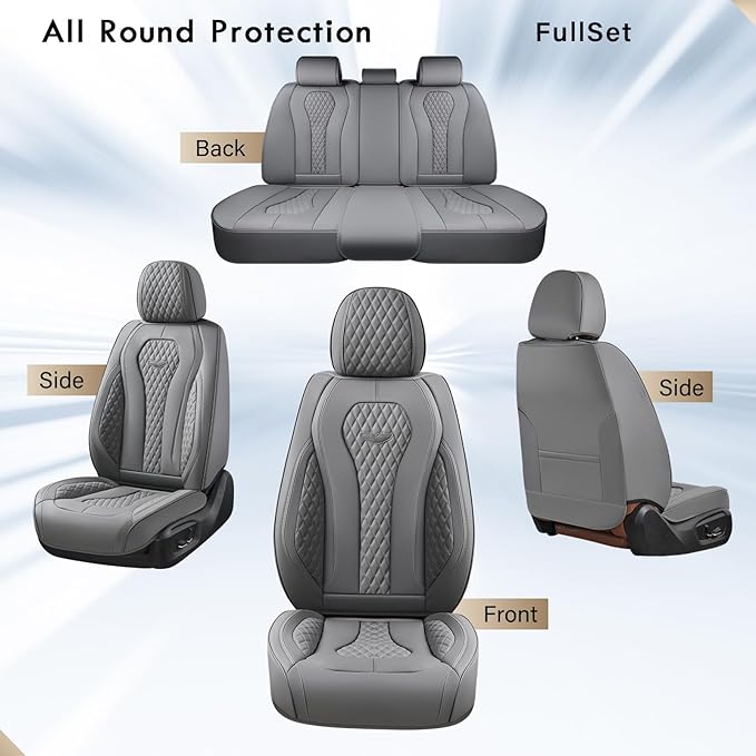 Coverado Car Seat Covers, Gray Seat Covers Full Set, Auto Seat Cover 5 Seats, Car Seat Cushion, Car Seat Covers Front Seats Back Seat Covers, Seat Cover Car Seat Protector Universal Fit Most Cars