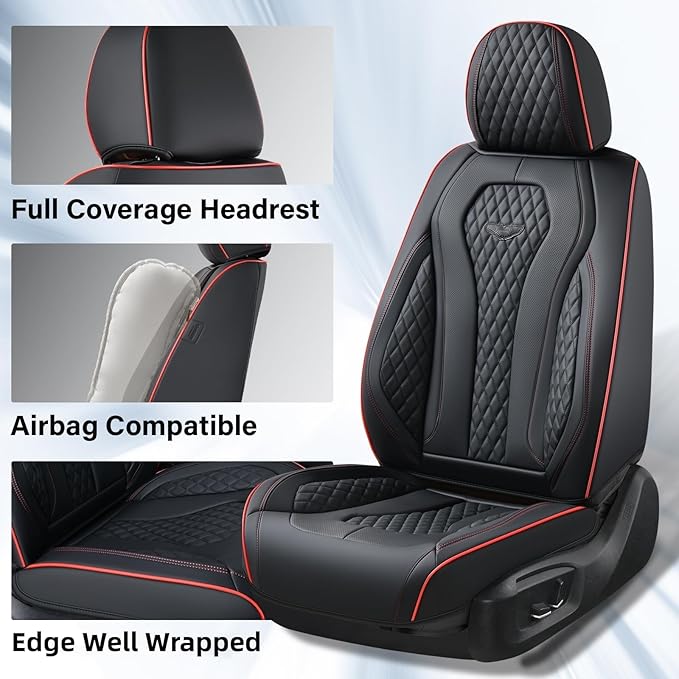 Coverado Automotive Seat Covers, Leather Seat Covers Front Seat, Black Car Seat Covers, Luxury Car Seat Covers, Seat Cushion, Front Driver Seat Covers, Car Seat Protector Universal Fit Most Cars