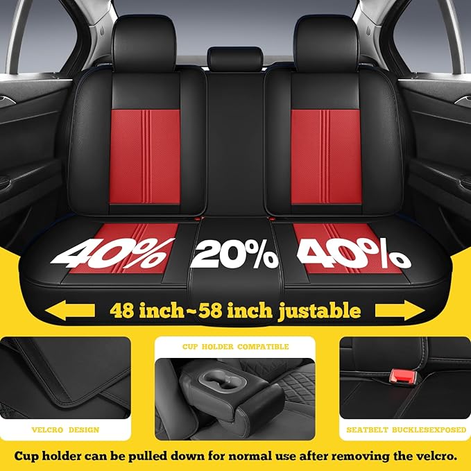 LINGVIDO Car Seat Covers Full Set (5 Seats) - Premium Perforated Nappa Leather, Waterproof Shield, Omni-Adapt Fit SUVs Sedans, Ultimate Family & Pet Protection