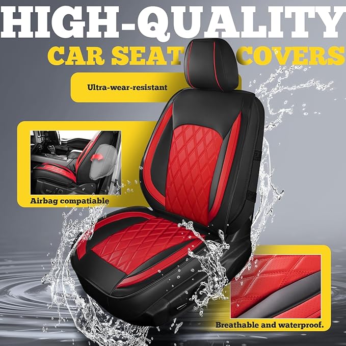 LINGVIDO Car Seat Covers for Front Seats (2 Seats) - Premium Perforated Nappa Leather,Waterproof Shield, Omni-Adapt Fit for SUVs Sedans, Ideal for Rideshare & Pets