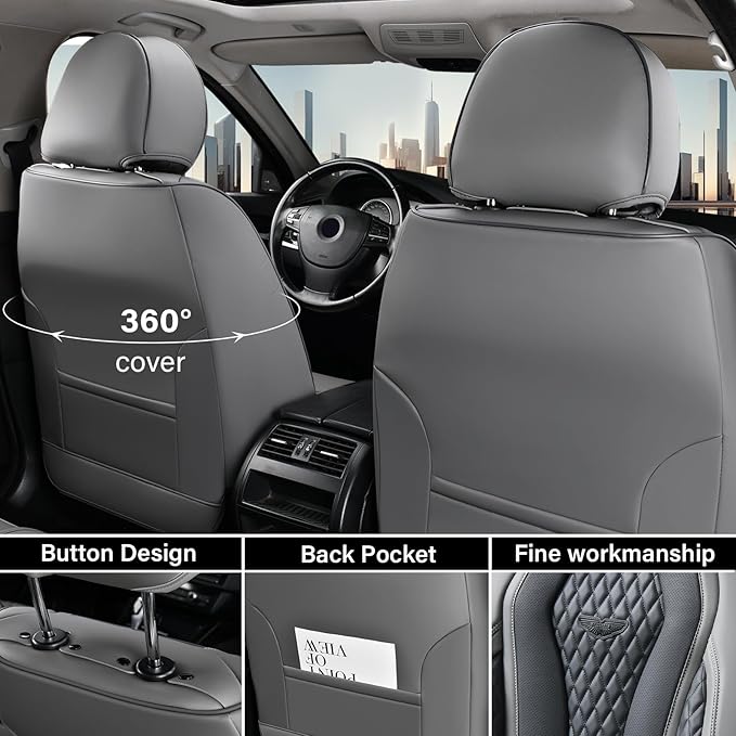 Coverado Car Seat Covers Front Pair, Black Seat Covers, Automotive Car Seat Cover, Car Seat Cushion, Car Seat Covers 2 Pack, Car Seat Protector Universal Fit Most Cars