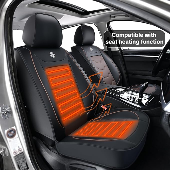 Car Seat Cover Full Set Kit, Universal Car Seat Cover for Cars, Waterproof Leather, Protect & Upgrade Car Interior, Airbag Compatible, Easy to Install & Clean, for SUV, Pickup Truck, Sedan